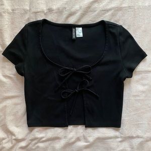 Black Crop Top with Front Ties